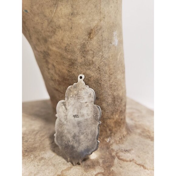 Tear Drop Silver Pendant with Red Gemstone Framed Red Teardrop i - Picture 3 of 10